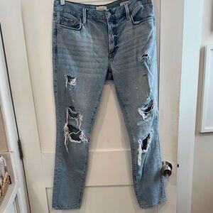 Frame Denim Light Blue Distressed Jeans